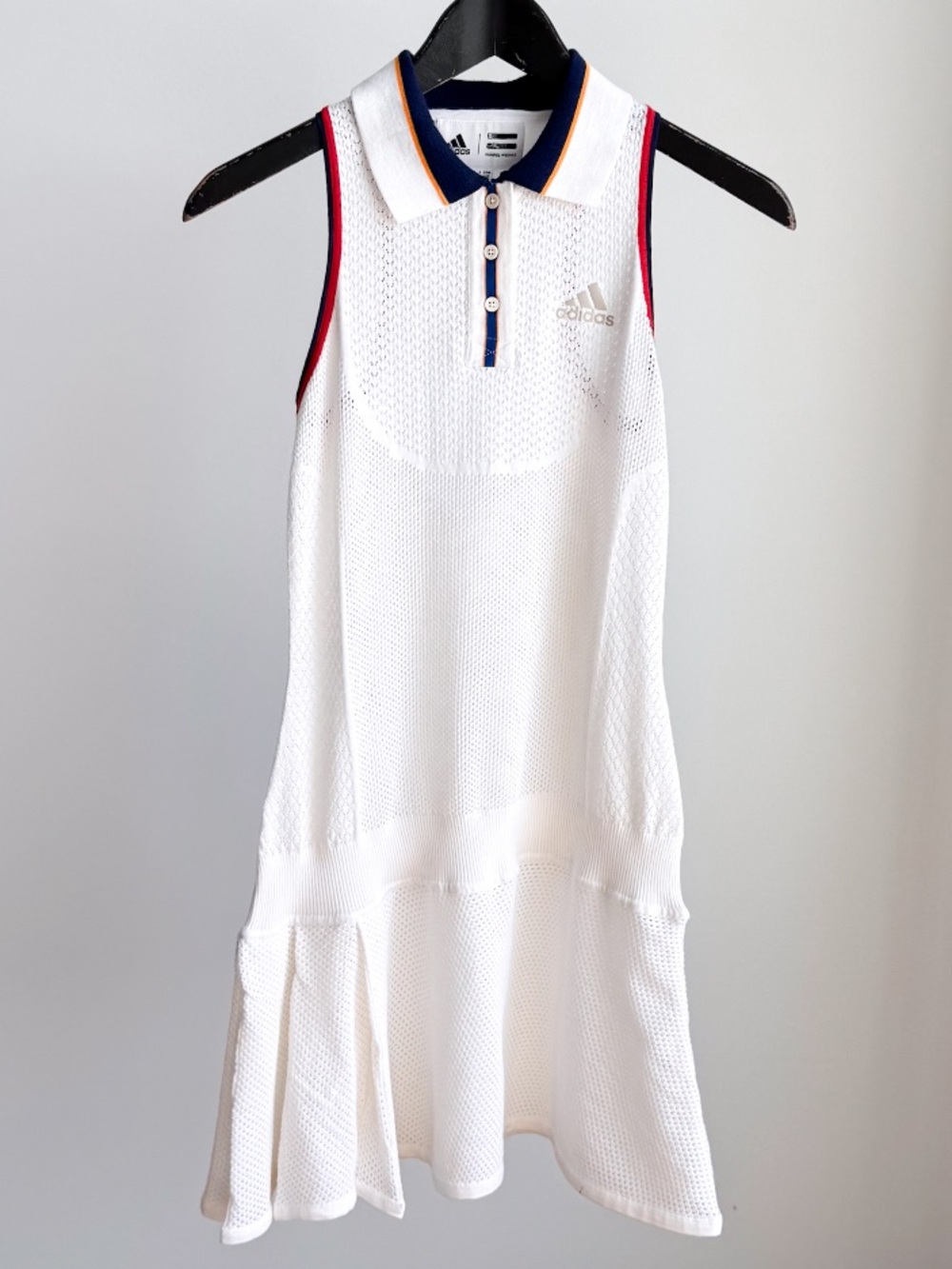 Adidas x Pharrell Williams NY Stripe Tennis Dress White Mesh Cutout S